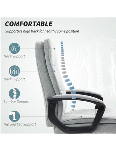 HOMCOM Linen-Look Double-Padded Office Chair - Grey