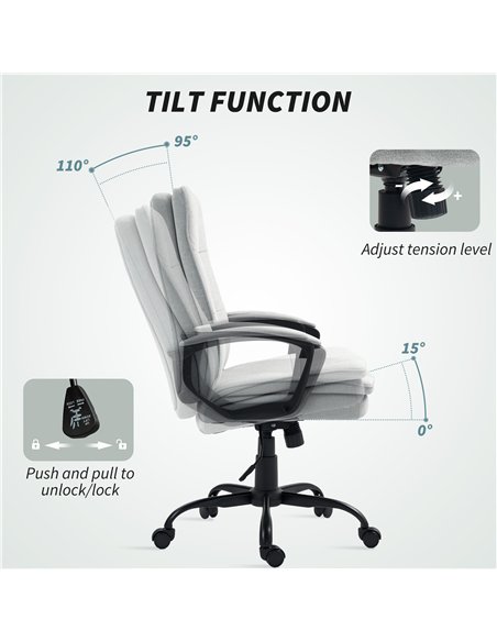 HOMCOM Linen-Look Double-Padded Office Chair - Grey