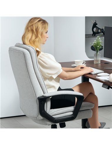 HOMCOM Linen-Look Double-Padded Office Chair - Grey