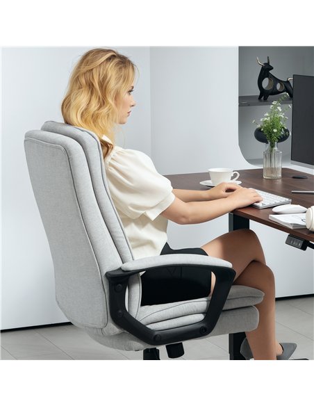 HOMCOM Linen-Look Double-Padded Office Chair - Grey