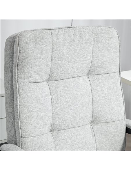 HOMCOM Linen-Look Double-Padded Office Chair - Grey