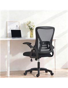 HOMCOM Office Chair, Mesh Desk Chair with Flip-up Armrests, Lumbar Support, Adjustable Height, Black 2