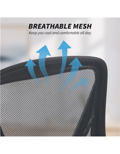 HOMCOM Office Chair, Mesh Desk Chair with Flip-up Armrests, Lumbar Support, Adjustable Height, Black