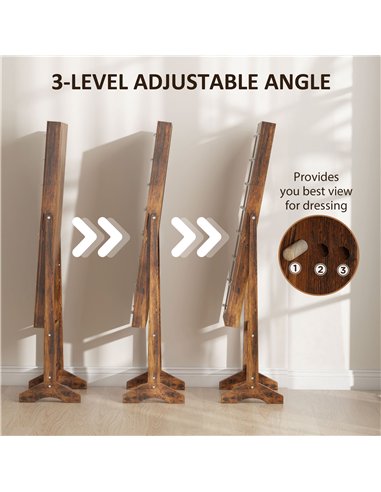 HOMCOM Freestanding Mirrored Jewellery Storage Cabinet - Wood-Effect