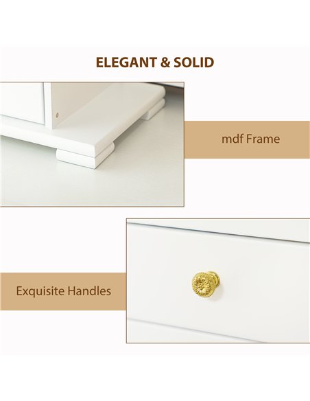 HOMCOM 4-Tier Jewellery Box with Mirror and 2 Drawers - White