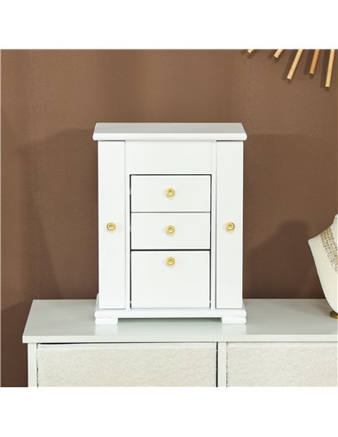 HOMCOM 4-Tier Jewellery Box with Mirror and 2 Drawers - White