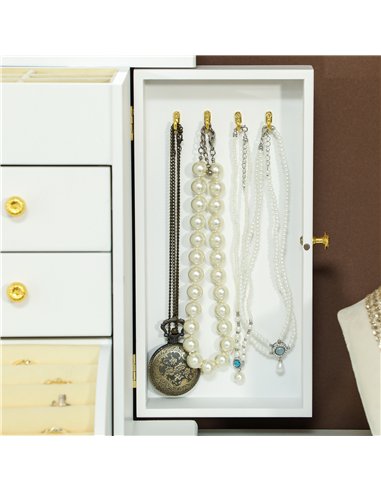 HOMCOM 4-Tier Jewellery Box with Mirror and 2 Drawers - White