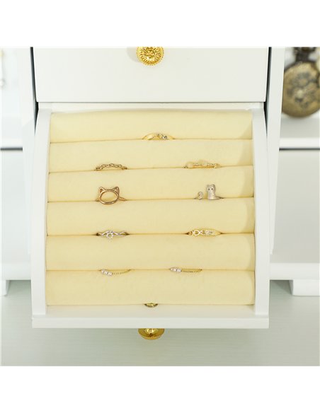 HOMCOM 4-Tier Jewellery Box with Mirror and 2 Drawers - White