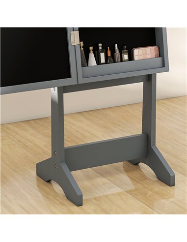 HOMCOM Freestanding Mirrored Jewellery Storage Cabinet - Grey