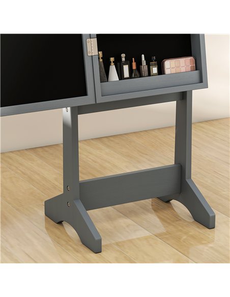 HOMCOM Freestanding Mirrored Jewellery Storage Cabinet - Grey
