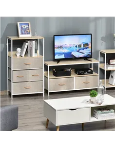 HOMCOM 4 Drawer Storage Chest Unit Home Cabinet w/ Shelves Home Living Room Bedroom Entryway Living Furniture, Light Grey 2