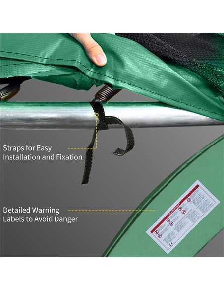 HOMCOM 12FT Replacement Trampoline Pad Thick Foam Safety Φ366cm Spring Cover Bounce Padding - Green