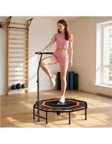 HOMCOM Fitness Trampoline, Bouncer with Adjustable Handle, Max Load 150 kg