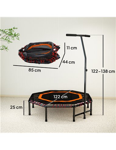HOMCOM Fitness Trampoline, Bouncer with Adjustable Handle, Max Load 150 kg