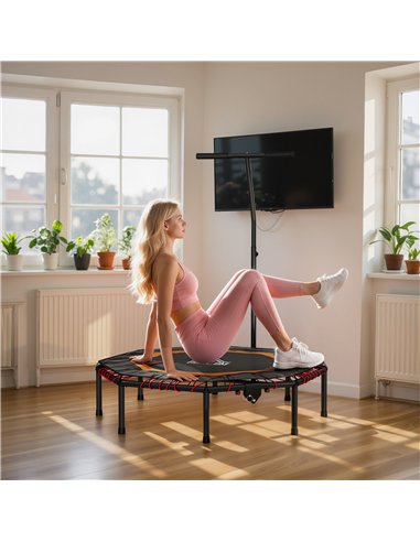 HOMCOM Fitness Trampoline, Bouncer with Adjustable Handle, Max Load 150 kg