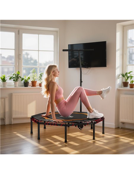 HOMCOM Fitness Trampoline, Bouncer with Adjustable Handle, Max Load 150 kg