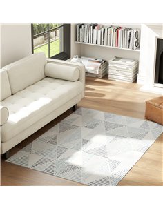 HOMCOM Modern Area Rug, Geometric Pattern Non-Slip Washable Rug, Soft Floor Carpet for Living Room, Bedroom, Dining Room, Home O 2