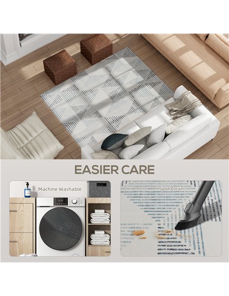 HOMCOM Modern Area Rug, Geometric Pattern Non-Slip Washable Rug, Soft Floor Carpet for Living Room, Bedroom, Dining Room, Home O