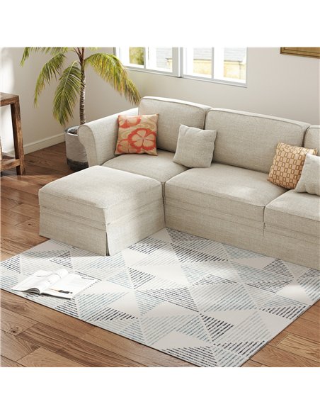 HOMCOM Modern Area Rug, Geometric Pattern Non-Slip Washable Rug, Soft Floor Carpet for Living Room, Bedroom, Dining Room, Home O
