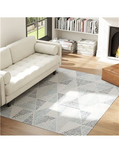 HOMCOM Modern Area Rug, Geometric Pattern Non-Slip Washable Rug, Soft Floor Carpet for Living Room, Bedroom, Dining Room, Home O