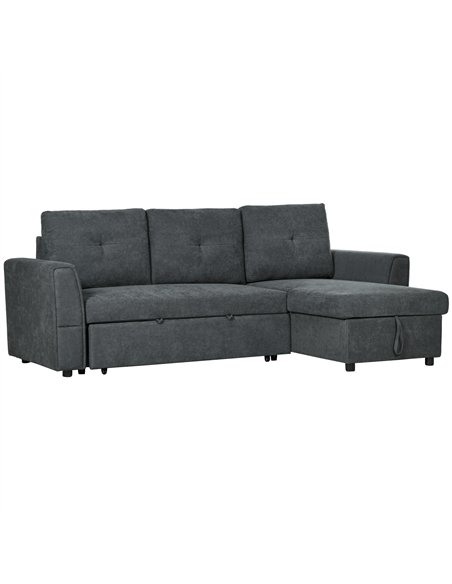 HOMCOM 3 Seater Sofa Bed, L Shaped Pull Out Sofa Bed with Storage, Convertible Click Clack Settee Sectional Sleeper Futon for Li