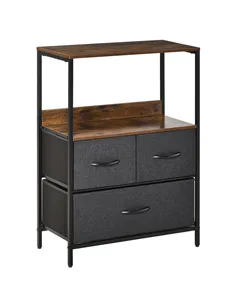 HOMCOM 3 Drawer Storage Chest Unit Home Cabinet w/ Shelves Home Living Room Bedroom Entryway Living Furniture, Black