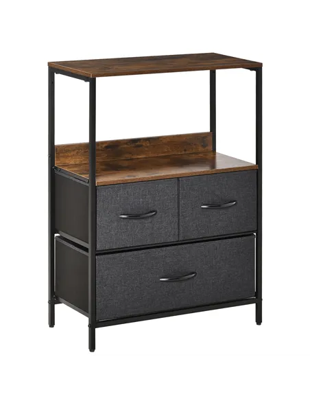 HOMCOM 3 Drawer Storage Chest Unit Home Cabinet w/ Shelves Home Living Room Bedroom Entryway Living Furniture, Black