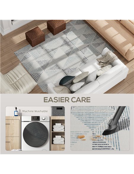 HOMCOM Modern Area Rug, Geometric Pattern Non-Slip Washable Rug, Soft Floor Carpet for Living Room, Bedroom, Dining Room, Home O