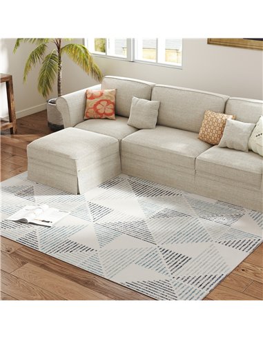 HOMCOM Modern Area Rug, Geometric Pattern Non-Slip Washable Rug, Soft Floor Carpet for Living Room, Bedroom, Dining Room, Home O