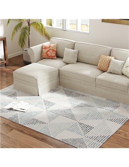 HOMCOM Modern Area Rug, Geometric Pattern Non-Slip Washable Rug, Soft Floor Carpet for Living Room, Bedroom, Dining Room, Home O