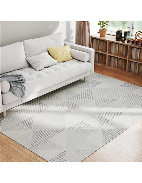 HOMCOM Modern Area Rug, Geometric Pattern Non-Slip Washable Rug, Soft Floor Carpet for Living Room, Bedroom, Dining Room, Home O
