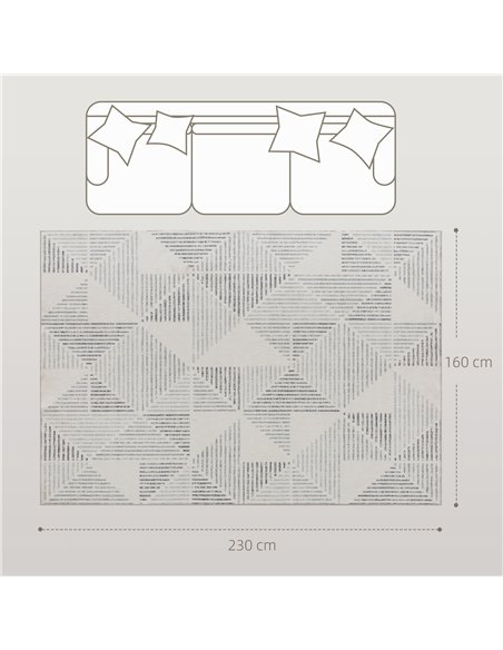 HOMCOM Modern Area Rug, Geometric Pattern Non-Slip Washable Rug, Soft Floor Carpet for Living Room, Bedroom, Dining Room, Home O