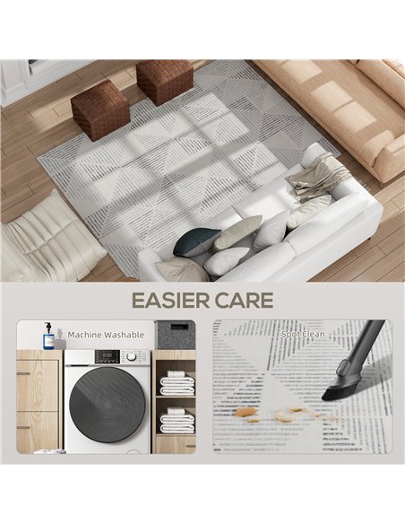 HOMCOM Modern Area Rug, Geometric Pattern Non-Slip Washable Rug, Soft Floor Carpet for Living Room, Bedroom, Dining Room, Home O