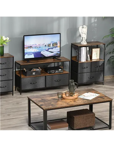 HOMCOM 3 Drawer Storage Chest Unit Home Cabinet w/ Shelves Home Living Room Bedroom Entryway Living Furniture, Black