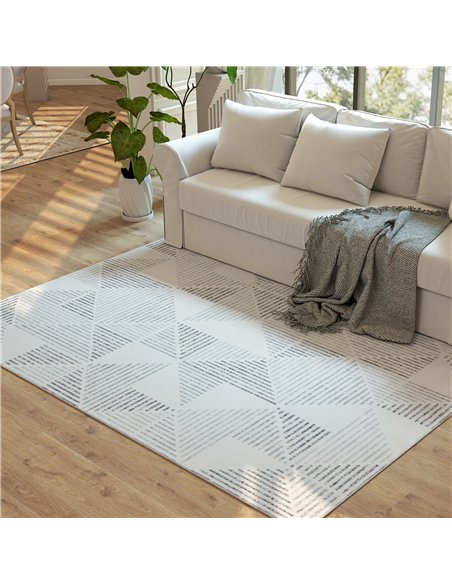 HOMCOM Modern Area Rug, Geometric Pattern Non-Slip Washable Rug, Soft Floor Carpet for Living Room, Bedroom, Dining Room, Home O