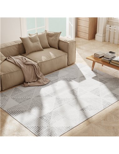 HOMCOM Modern Area Rug, Geometric Pattern Non-Slip Washable Rug, Soft Floor Carpet for Living Room, Bedroom, Dining Room, Home O