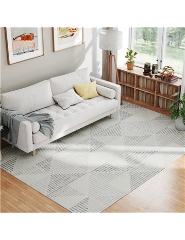 HOMCOM Modern Area Rug, Geometric Pattern Non-Slip Washable Rug, Soft Floor Carpet for Living Room, Bedroom, Dining Room, Home O
