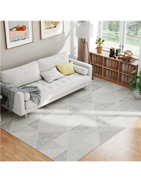 HOMCOM Modern Area Rug, Geometric Pattern Non-Slip Washable Rug, Soft Floor Carpet for Living Room, Bedroom, Dining Room, Home O
