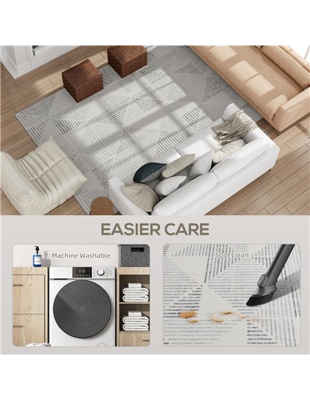 HOMCOM Modern Area Rug, Geometric Pattern Non-Slip Washable Rug, Soft Floor Carpet for Living Room, Bedroom, Dining Room, Home O