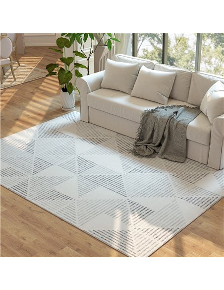 HOMCOM Modern Area Rug, Geometric Pattern Non-Slip Washable Rug, Soft Floor Carpet for Living Room, Bedroom, Dining Room, Home O