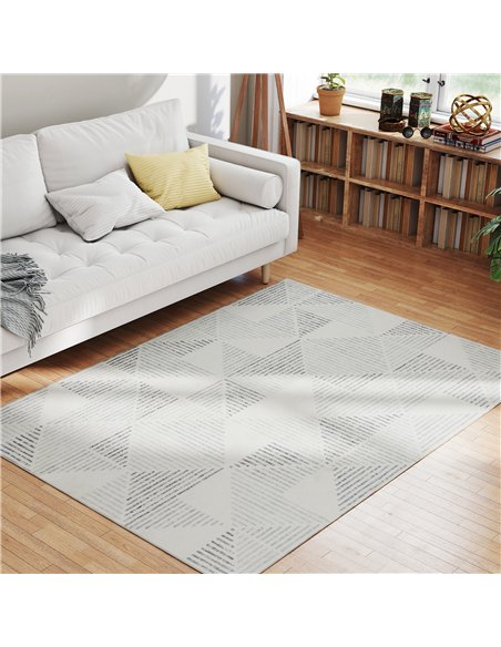 HOMCOM Modern Area Rug, Geometric Pattern Non-Slip Washable Rug, Soft Floor Carpet for Living Room, Bedroom, Dining Room, Home O
