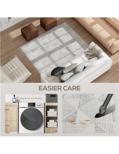 HOMCOM Modern Area Rug, Geometric Pattern Non-Slip Washable Rug, Soft Floor Carpet for Living Room, Bedroom, Dining Room, Home O