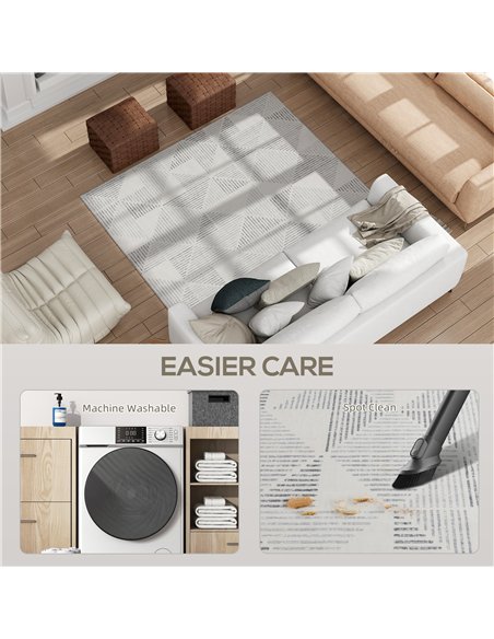 HOMCOM Modern Area Rug, Geometric Pattern Non-Slip Washable Rug, Soft Floor Carpet for Living Room, Bedroom, Dining Room, Home O