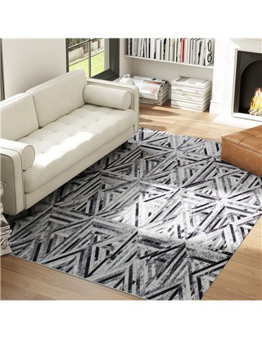 HOMCOM Modern Area Rug, Triangle Pattern Non-Slip Washable Rug, Chenille Floor Carpet for Living Room, Bedroom, Dining Room, Hom