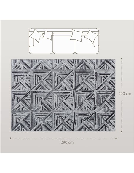 HOMCOM Modern Area Rug, Triangle Pattern Non-Slip Washable Rug, Chenille Floor Carpet for Living Room, Bedroom, Dining Room, Hom