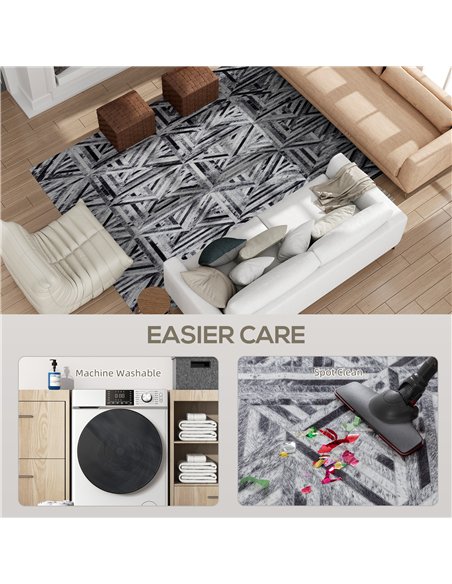 HOMCOM Modern Area Rug, Triangle Pattern Non-Slip Washable Rug, Chenille Floor Carpet for Living Room, Bedroom, Dining Room, Hom