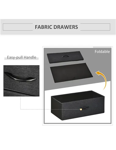 HOMCOM 3 Drawer Storage Chest Unit Home Cabinet w/ Shelves Home Living Room Bedroom Entryway Living Furniture, Black