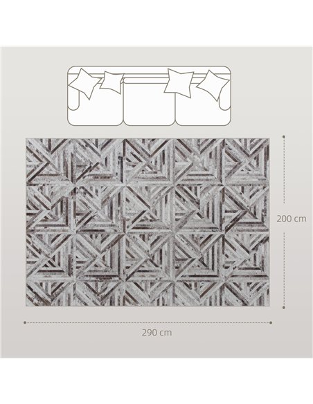 HOMCOM Modern Area Rug, Triangle Pattern Non-Slip Washable Rug, Chenille Floor Carpet for Living Room, Bedroom, Dining Room, Hom