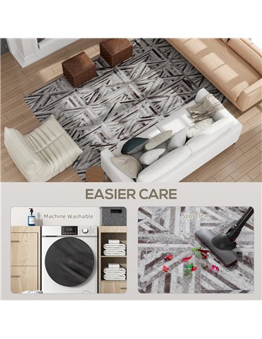 HOMCOM Modern Area Rug, Triangle Pattern Non-Slip Washable Rug, Chenille Floor Carpet for Living Room, Bedroom, Dining Room, Hom