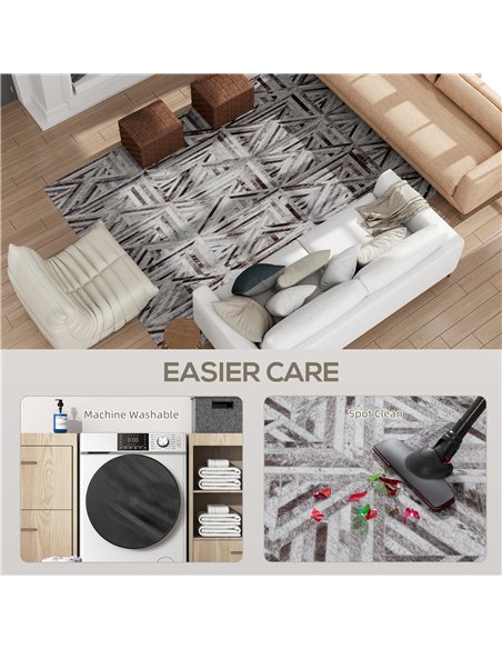 HOMCOM Modern Area Rug, Triangle Pattern Non-Slip Washable Rug, Chenille Floor Carpet for Living Room, Bedroom, Dining Room, Hom